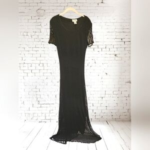 Ultra Dress Black Crochet Overlay Maxi Dress – Size 14 – 48” Long From Armpit